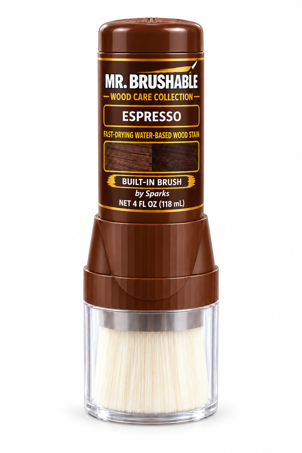 Mr. Brushable Espresso wood stain + poly, 4 oz bottle