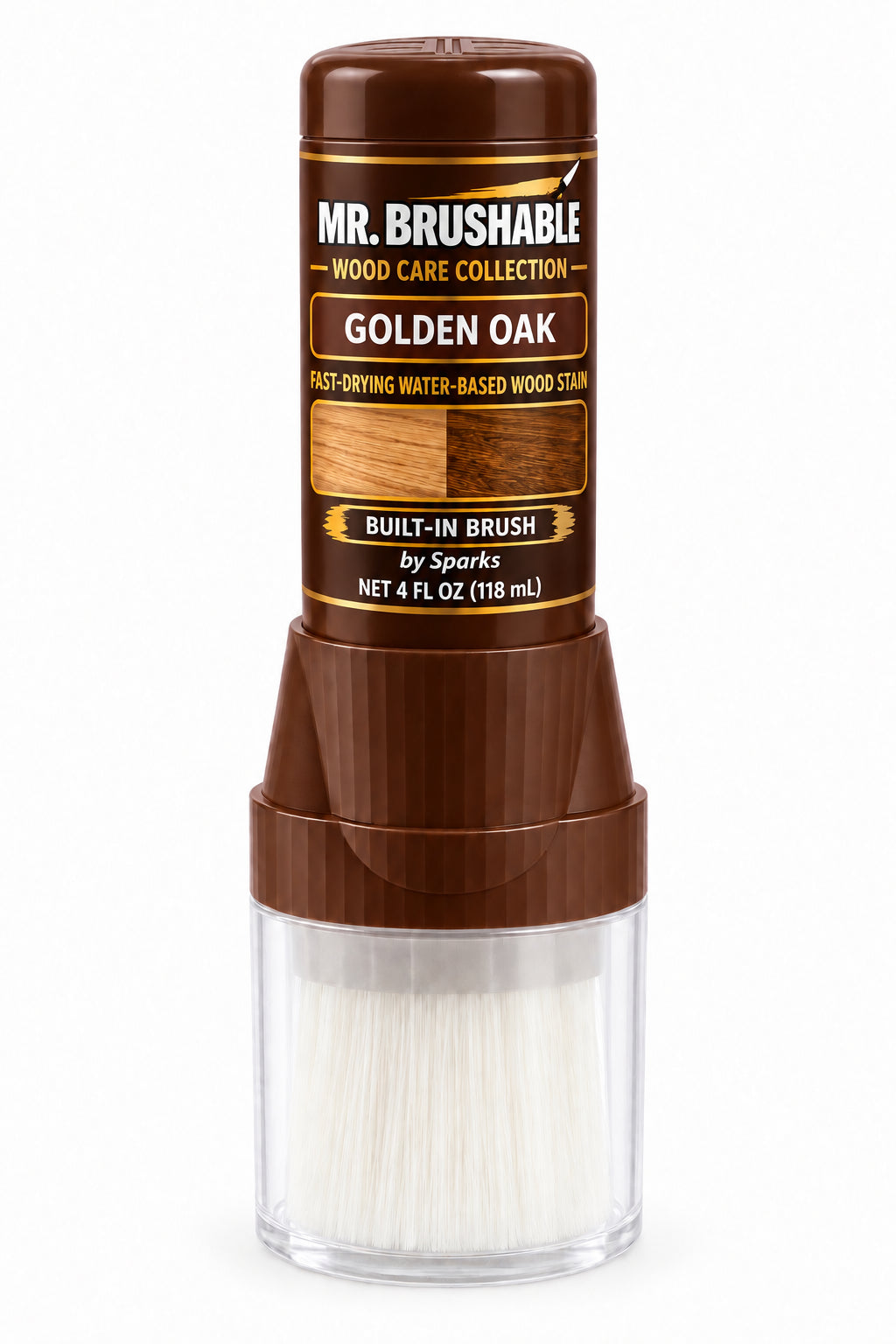 Mr. Brushable Golden Oak wood stain + poly, 4 oz bottle
